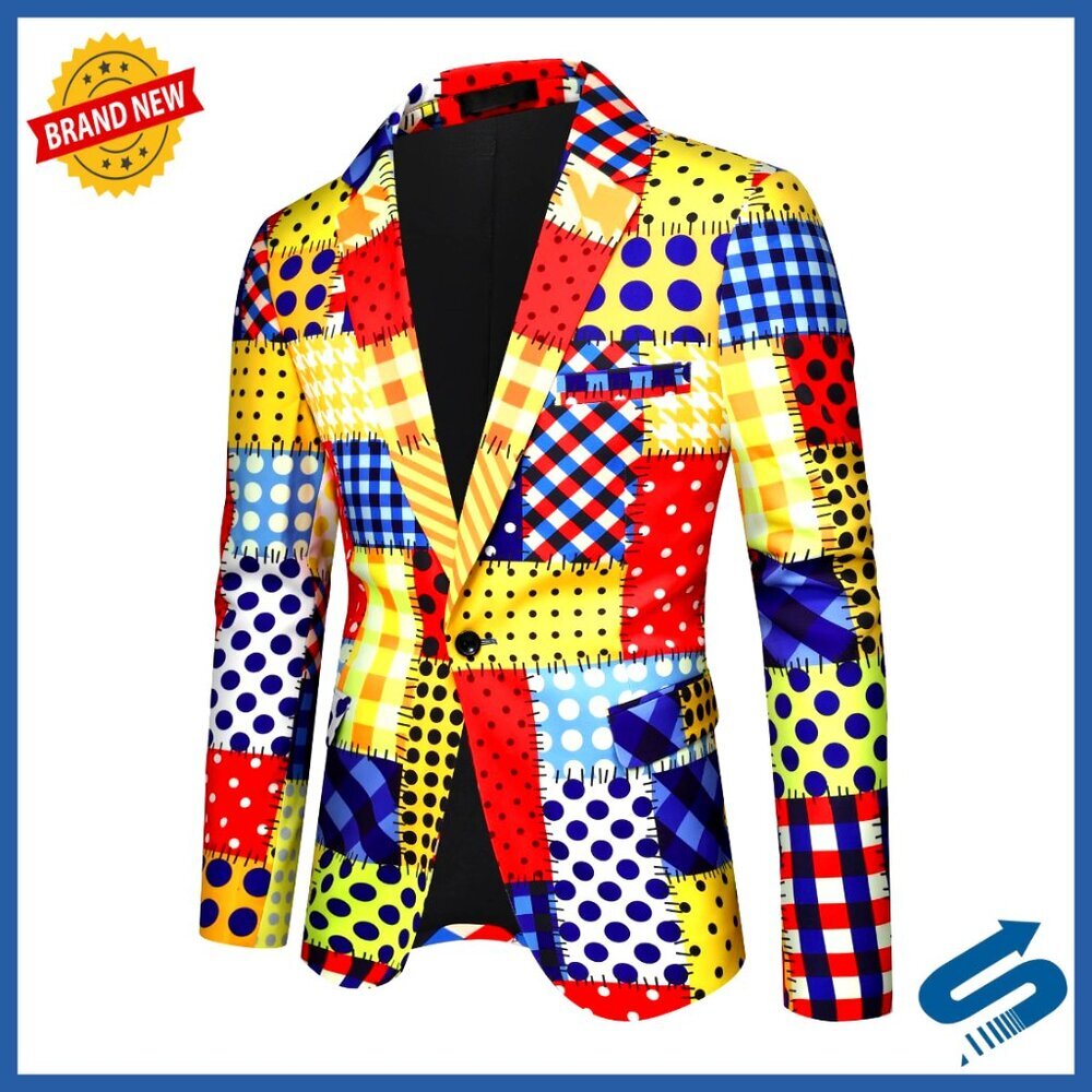 Men's Casual Blazer Sport Coat Floral Print Cotton Polyester Two Button